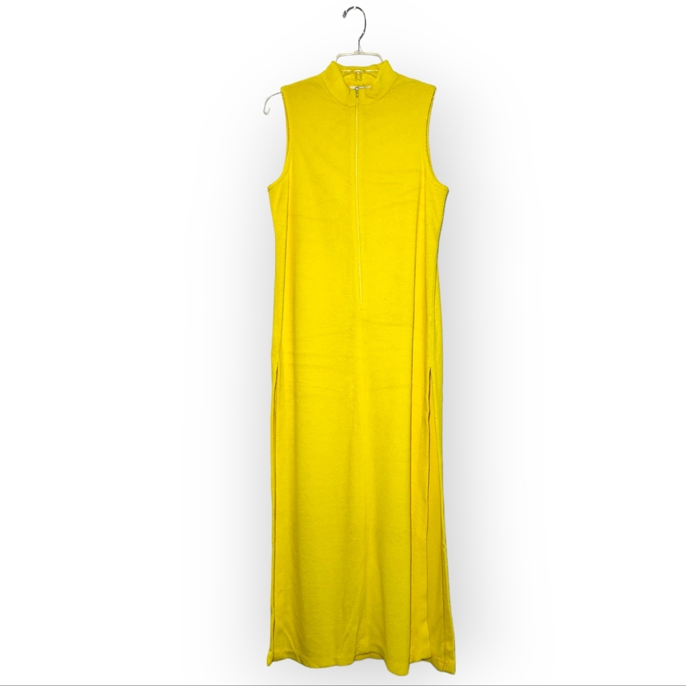 Catalina California Yellow Terrycloth Long Swim Cover-up with High Slits M